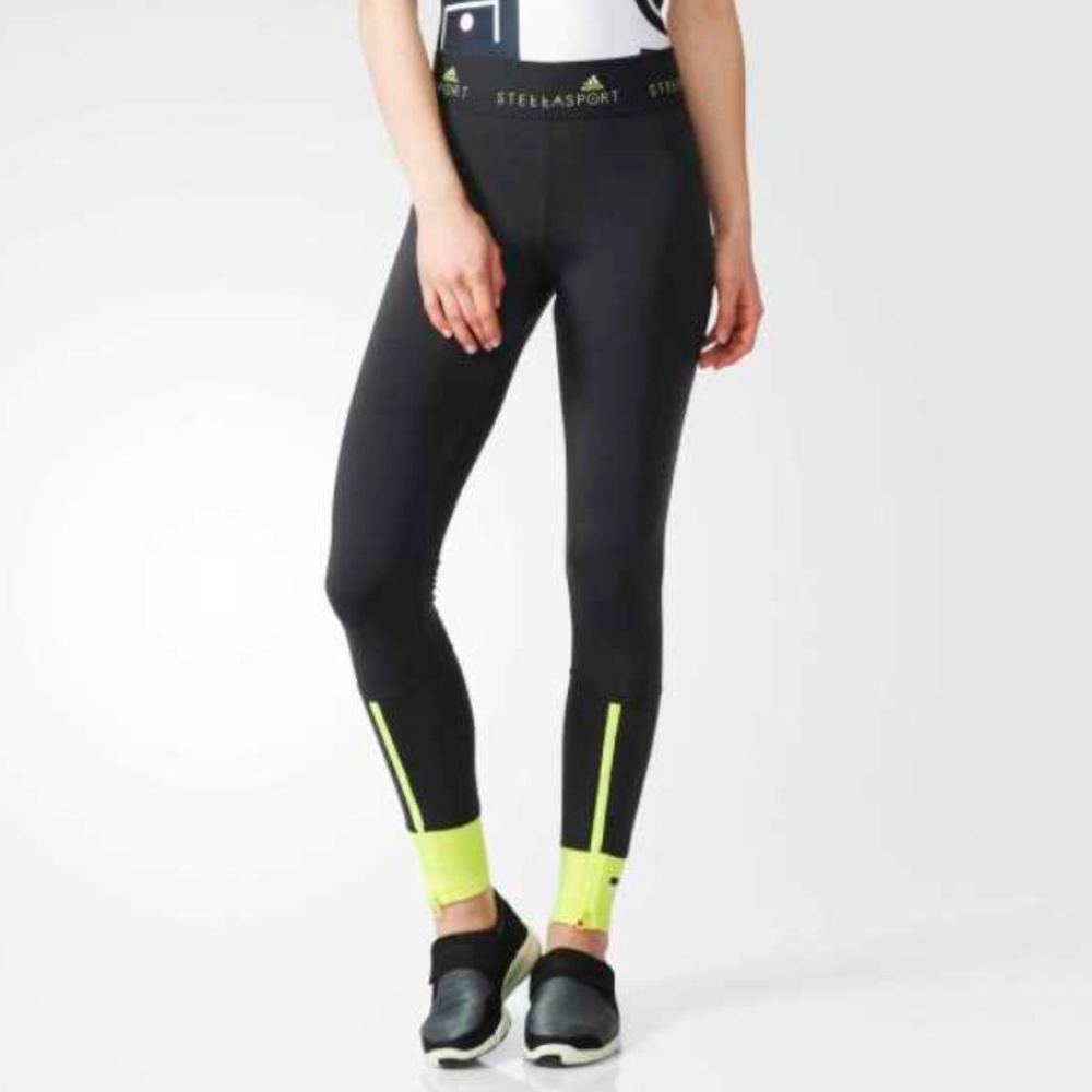NEW* Adidas StellaSport Carbon Grey Yellow Legging